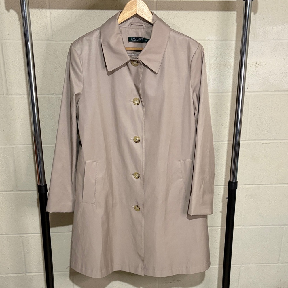Lauren Ralph Lauren Taupe Beige Single-Breasted Trench Coat women’s XL
